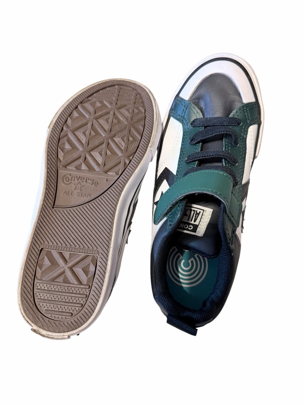 💜BUNDLE CONVERSE & VANS Kids Black & Green Casual Sneakers - Velcro Comfort - Picture 4 of 12